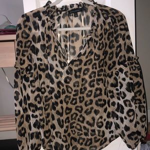 Animal print see through blouse